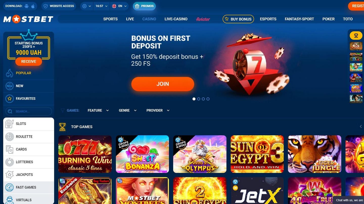 мир онлайн-казино Mostbet