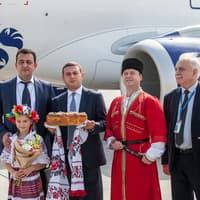 Встреча в "Борисполе" первого азербайджаского авиаперевозчика